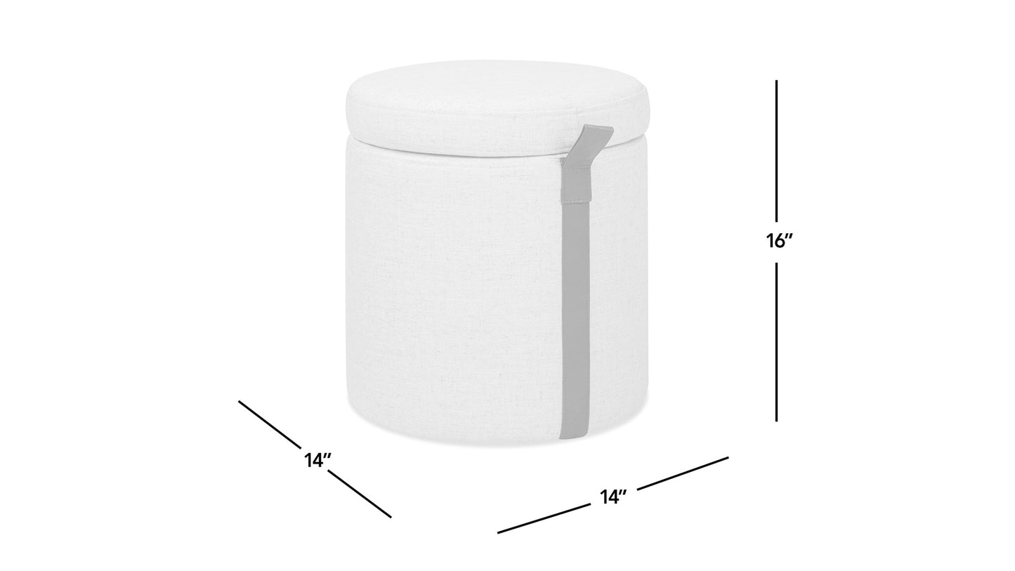 Brandy 14' Round Upholstered Storage Ottoman with Leather Accent, Uptown Gray