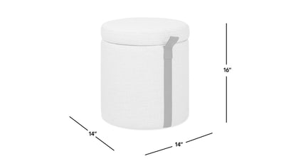 Brandy 14' Round Upholstered Storage Ottoman with Leather Accent, Uptown Gray