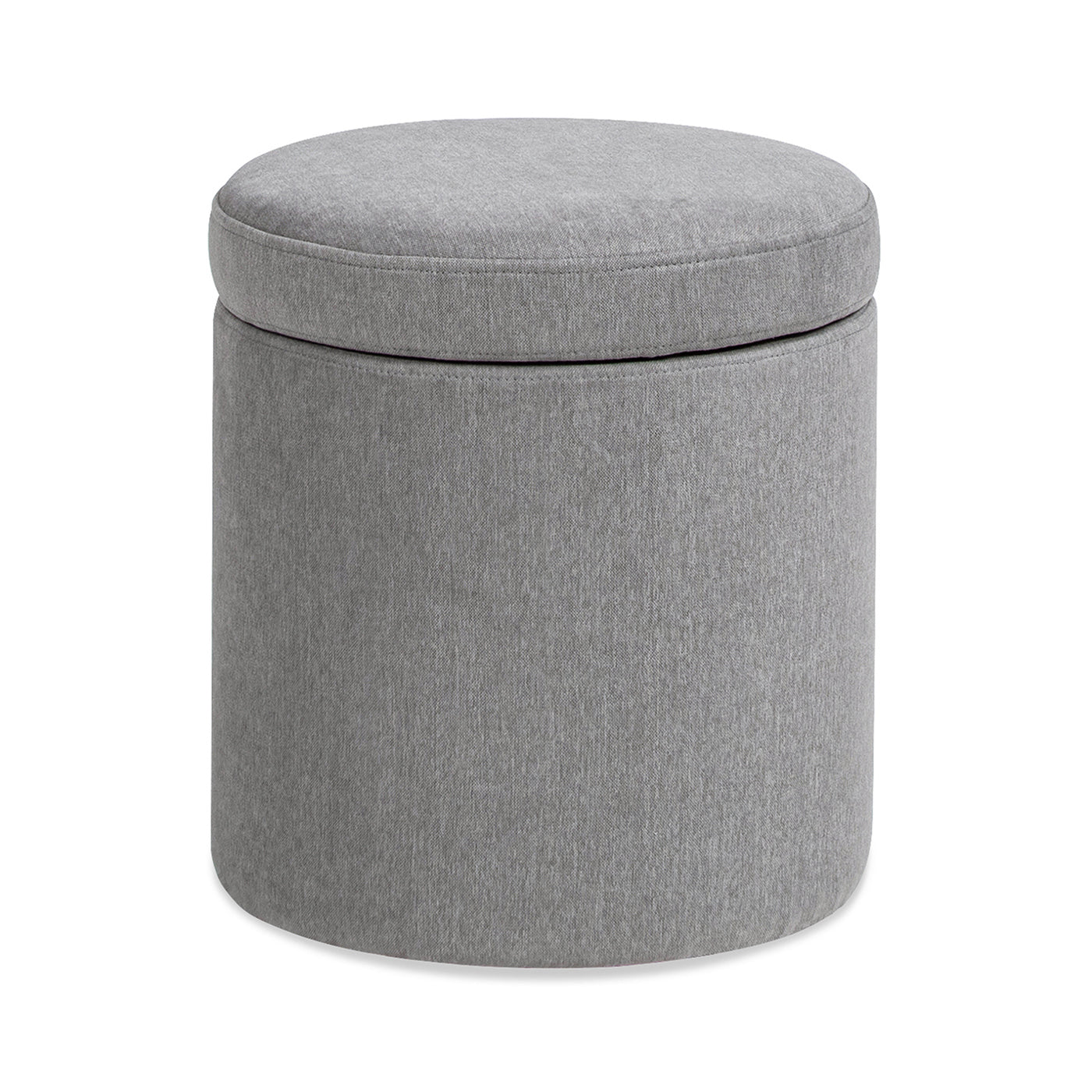 Brandy 14' Round Upholstered Storage Ottoman with Leather Accent, Uptown Gray