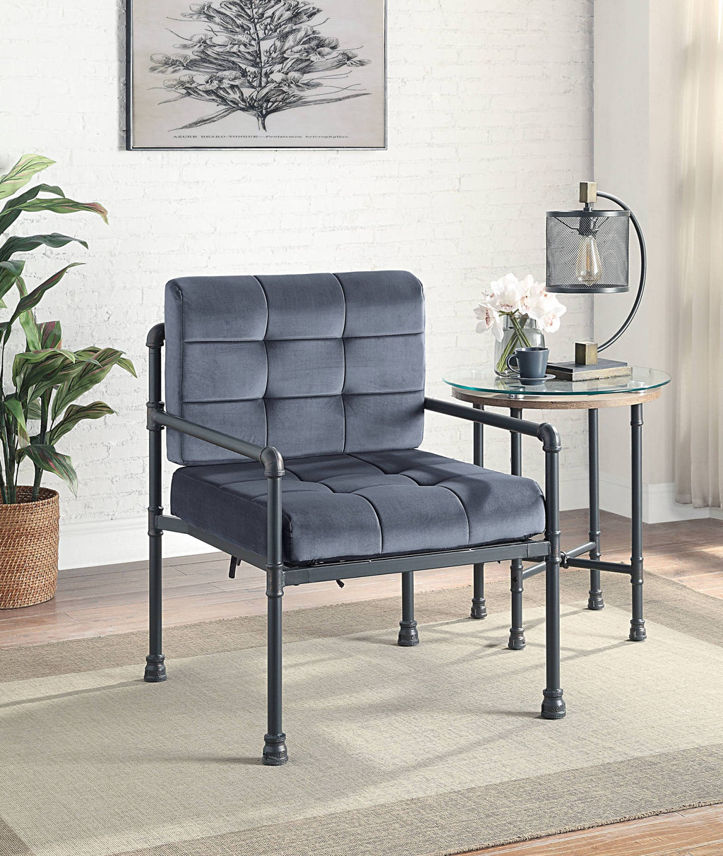 Brantley Gray Velvet & Sandy Gray Finish Accent Chair