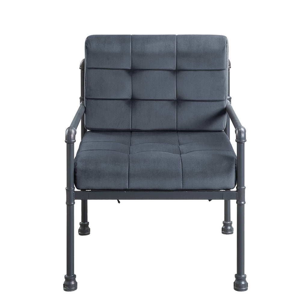 Brantley Gray Velvet & Sandy Gray Finish Accent Chair