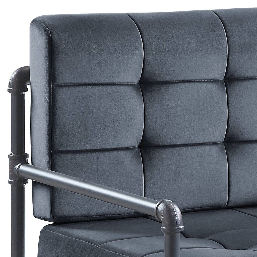 Brantley Gray Velvet & Sandy Gray Finish Accent Chair