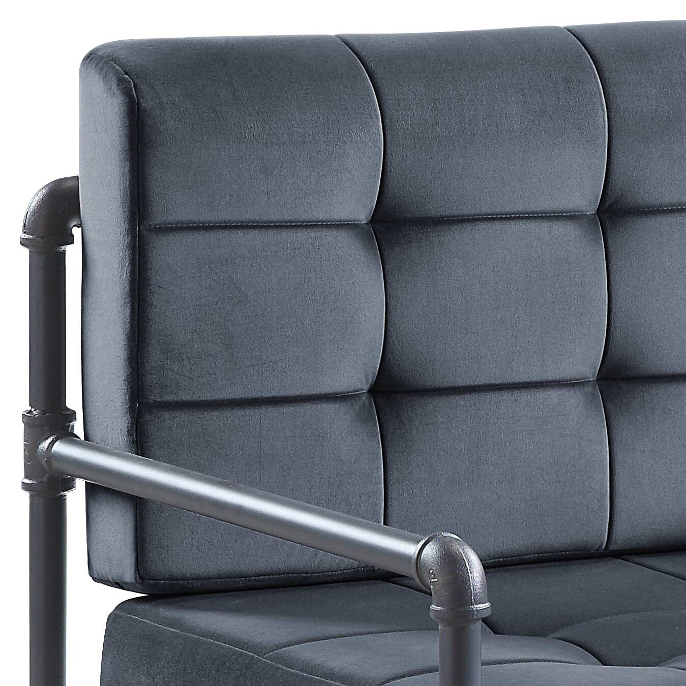 Brantley Gray Velvet & Sandy Gray Finish Accent Chair