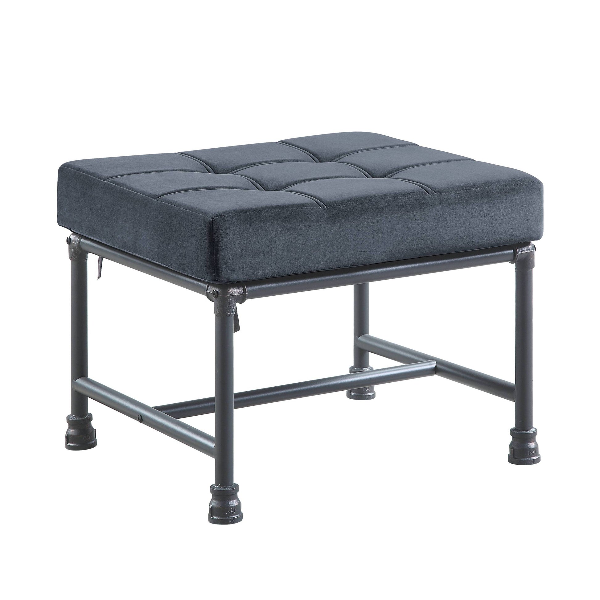 Brantley Gray Velvet & Sandy Gray Finish Ottoman