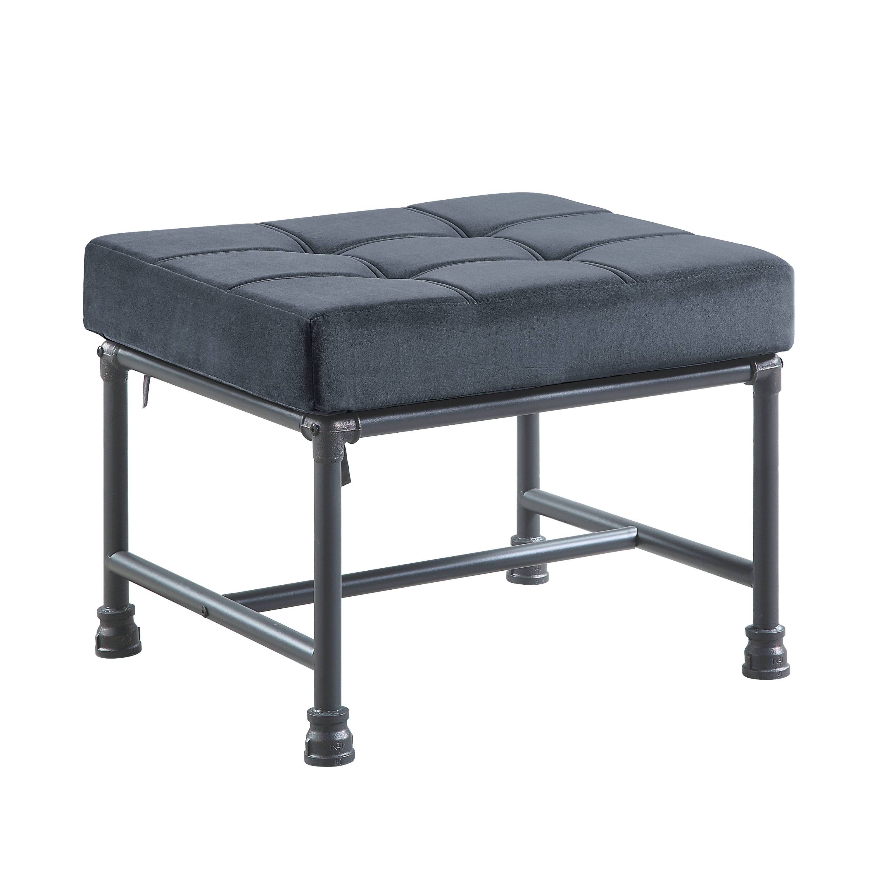 Brantley Gray Velvet & Sandy Gray Finish Ottoman