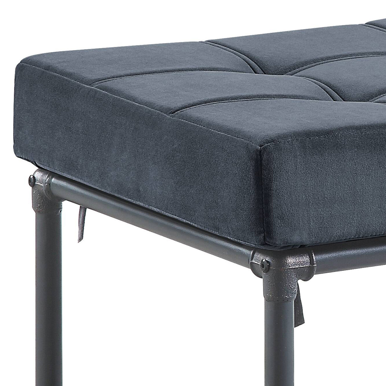 Brantley Gray Velvet & Sandy Gray Finish Ottoman