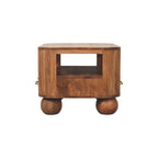 Solid Wood Briarwood Fluted Coffee Table,Beige,1-Shelf,2-Drawers Coffee Table