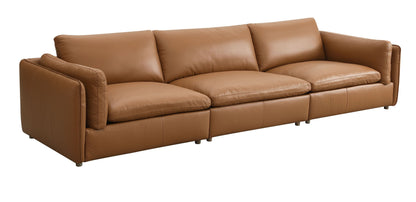 Brighton Brown Top Grain Leather 3 Pieces Modular Sectional