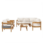 BROOKLYN 6-PIECES PATIO CONVERSATION SET, TEAK+BEIGE Patio Furniture Sets
