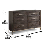 Broomfield Modern Wood 6-Drawer Dresser, Walnut Finish Dresser