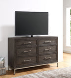 Broomfield Modern Wood 6-Drawer Dresser, Walnut Finish Dresser
