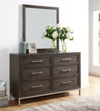 Broomfield Modern Wood 6-Drawer Dresser, Walnut Finish Dresser