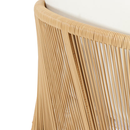 Set of 2, Acacia Wood and Wicker Outdoor Club Chair, Deep Seating with Soft Cushion, Porch Chairs for Garden, Backyard Porch Balcony, Brown & Beige