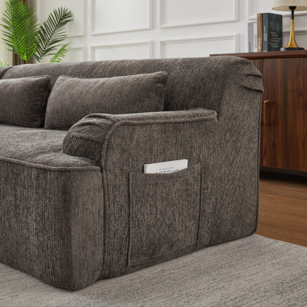 Chenille L-Shape Luxury Sectional Oversized Sofa,Mnimalist Design,Comfy Sleeper Couch for Living Room,Apartment&Reception Spaces,No Assembly Required Sectional Sofa