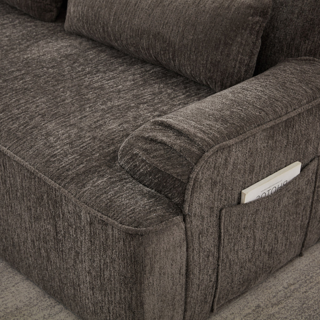 Chenille L-Shape Luxury Sectional Oversized Sofa,Mnimalist Design,Comfy Sleeper Couch for Living Room,Apartment&Reception Spaces,No Assembly Required Sectional Sofa