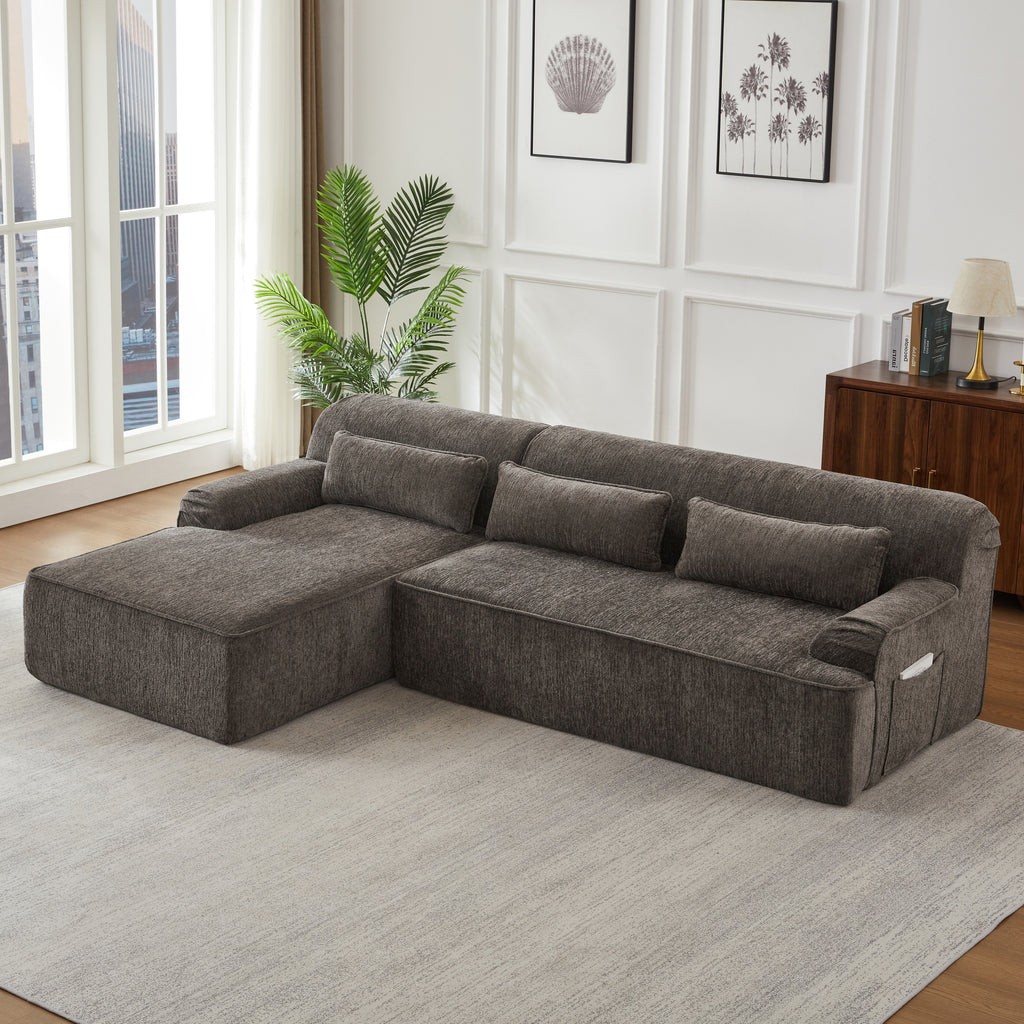Chenille L-Shape Luxury Sectional Oversized Sofa,Mnimalist Design,Comfy Sleeper Couch for Living Room,Apartment&Reception Spaces,No Assembly Required Sectional Sofa