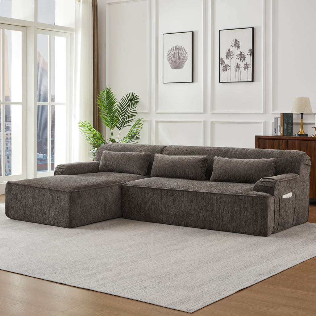 Chenille L-Shape Luxury Sectional Oversized Sofa,Mnimalist Design,Comfy Sleeper Couch for Living Room,Apartment&Reception Spaces,No Assembly Required Sectional Sofa