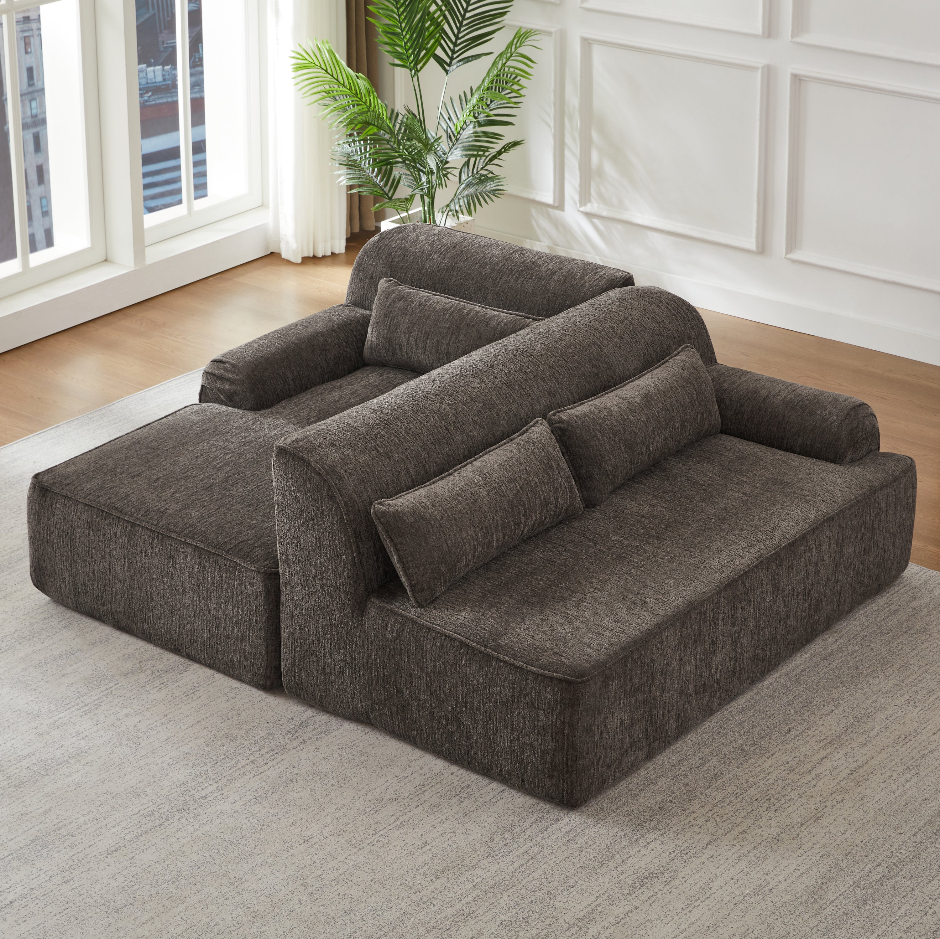 Chenille L-Shape Luxury Sectional Oversized Sofa,Mnimalist Design,Comfy Sleeper Couch for Living Room,Apartment&Reception Spaces,No Assembly Required Sectional Sofa