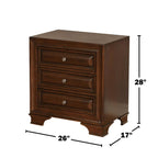 3 Drawers Nightstand with USB and Power Outlet, Brown Cherry