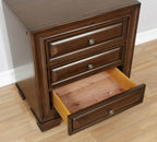 3 Drawers Nightstand with USB and Power Outlet, Brown Cherry