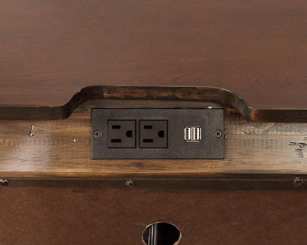 3 Drawers Nightstand with USB and Power Outlet, Brown Cherry