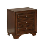 3 Drawers Nightstand with USB and Power Outlet, Brown Cherry