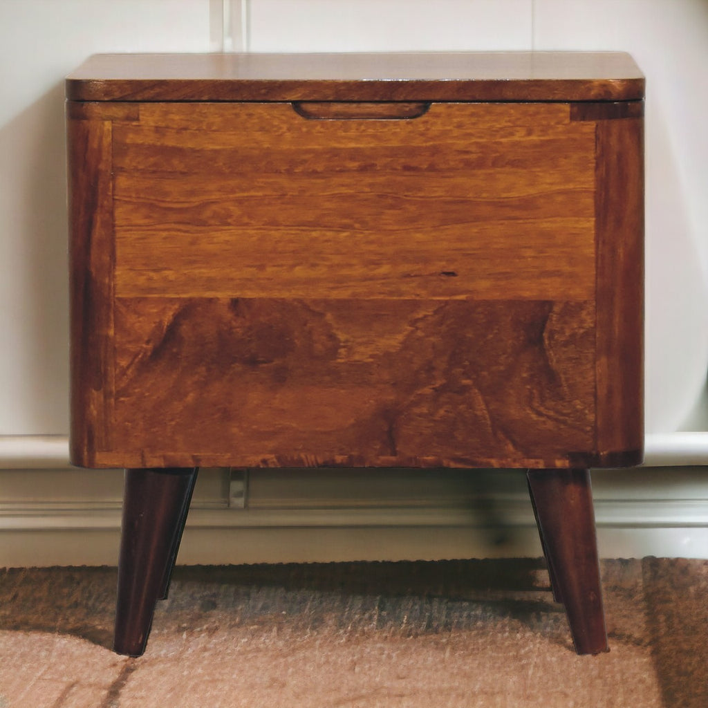 Artisan Furniture Solid Wood Chestnut Lid-up Storage Stool
