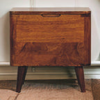 Artisan Furniture Solid Wood Chestnut Lid-up Storage Stool