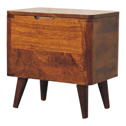 Artisan Furniture Solid Wood Chestnut Lid-up Storage Stool