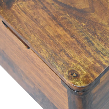 Artisan Furniture Solid Wood Chestnut Lid-up Storage Stool