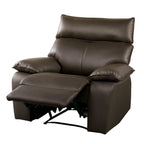 Manual Recliner Chair Arms Pillow Top Flange Trim Brown Finish High Density Foam Contemporary Style Accent Chair