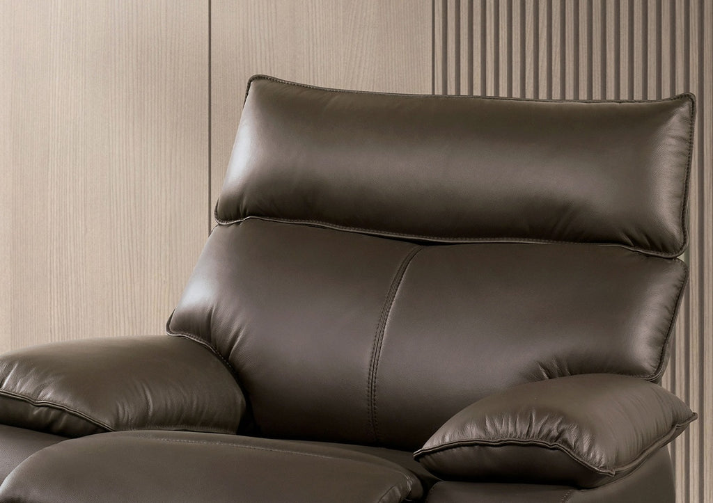 Manual Recliner Chair Arms Pillow Top Flange Trim Brown Finish High Density Foam Contemporary Style Accent Chair