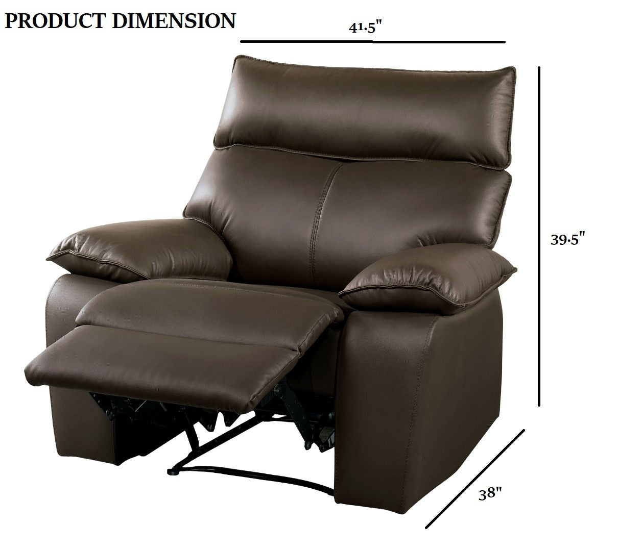 Manual Recliner Chair Arms Pillow Top Flange Trim Brown Finish High Density Foam Contemporary Style Accent Chair