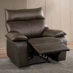 Manual Recliner Chair Arms Pillow Top Flange Trim Brown Finish High Density Foam Contemporary Style Accent Chair