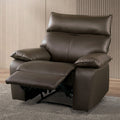 Manual Recliner Chair Arms Pillow Top Flange Trim Brown Finish High Density Foam Contemporary Style Accent Chair