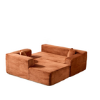 Brown Corduroy L-Shaped Sectional Sofa With Chaise.