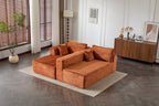 Brown Corduroy L-Shaped Sectional Sofa With Chaise.