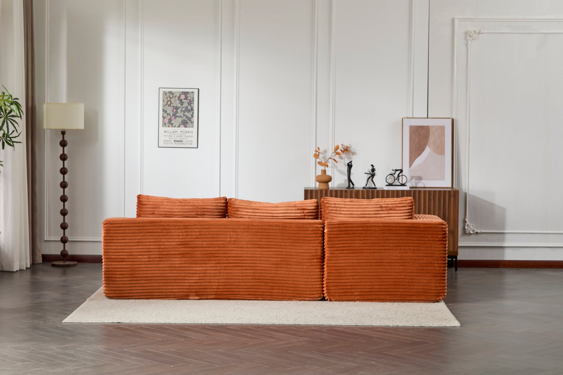 Compression Sectional Couch with Comfy Chaise, Boneless L Shape Sofa with Deep Seat, Minimalist Modular Couches Sleeper for Living Room Bedroom Apartment Lounge,corduroy,Brown