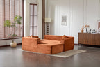 Compression Sectional Couch with Comfy Chaise, Boneless L Shape Sofa with Deep Seat, Minimalist Modular Couches Sleeper for Living Room Bedroom Apartment Lounge,corduroy,Brown