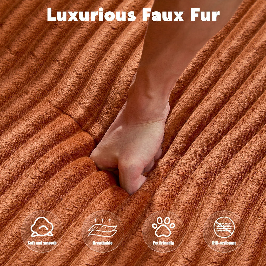 Brown Corduroy L-Shaped Sectional Sofa With Chaise.