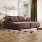 77.8' Oversized Double Chaise Lounge, Cloud Plush Sofa Bed, Upholstered Sleeper Chair, No Assembly Required, Corduroy for Living Bedroom, Brown Accent Chair