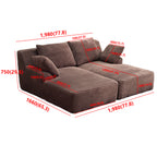 77.8' Oversized Double Chaise Lounge, Cloud Plush Sofa Bed, Upholstered Sleeper Chair, No Assembly Required, Corduroy for Living Bedroom, Brown Accent Chair