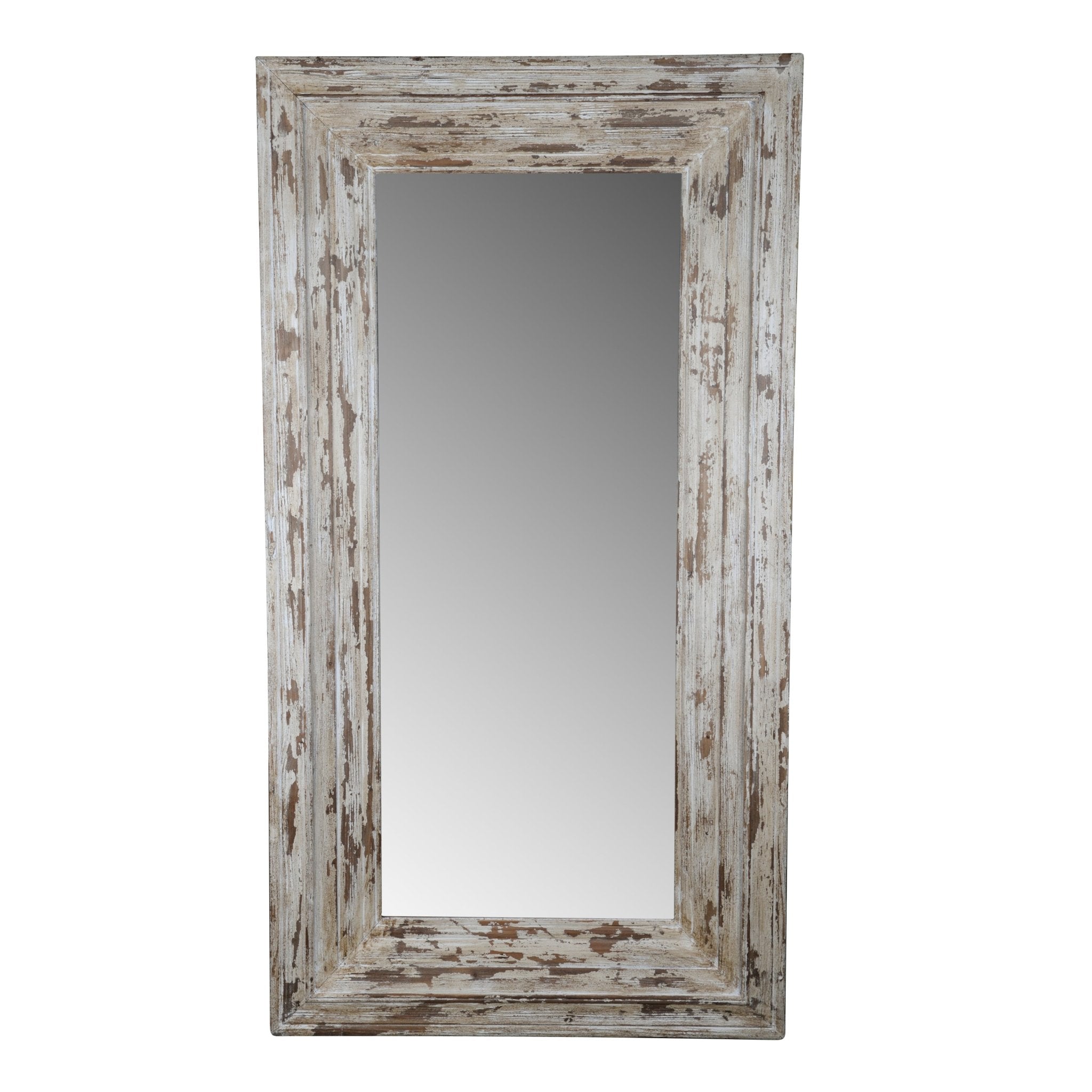 39x3.5x75" Full Length Rectangle Floor Mirror with Distressed Wood Frame - Groovy Boardz