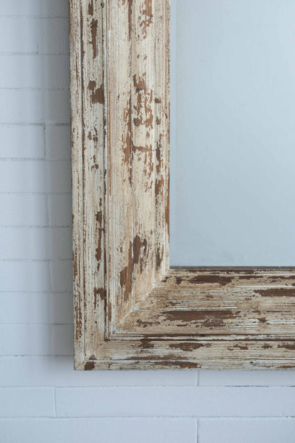 39x3.5x75" Full Length Rectangle Floor Mirror with Distressed Wood Frame - Groovy Boardz