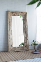 39x3.5x75" Full Length Rectangle Floor Mirror with Distressed Wood Frame - Groovy Boardz