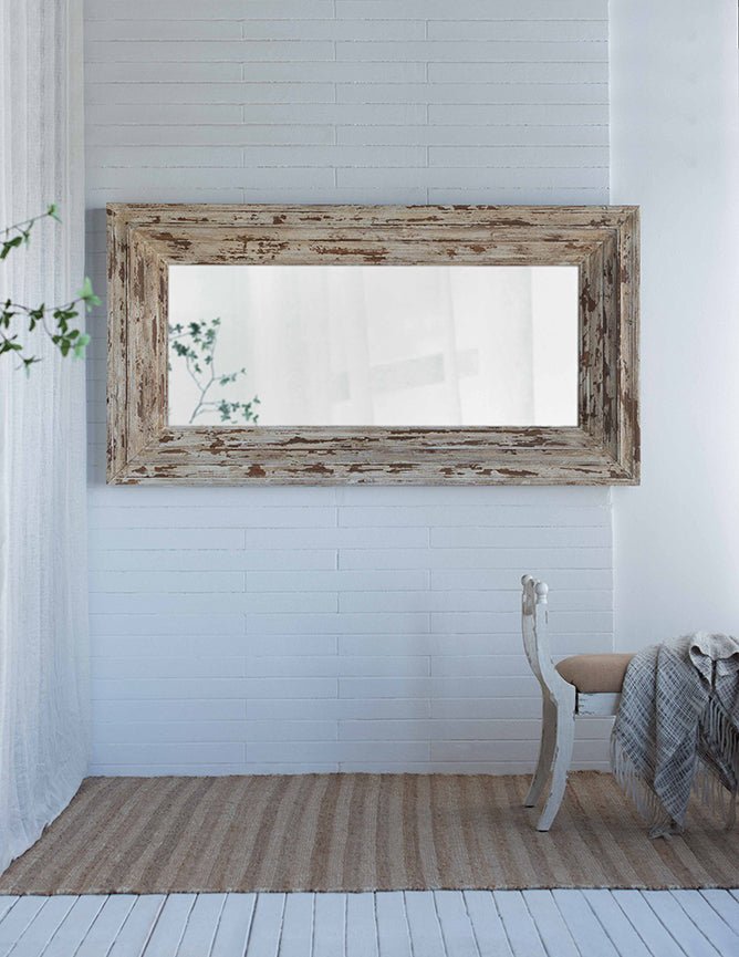 39x3.5x75" Full Length Rectangle Floor Mirror with Distressed Wood Frame - Groovy Boardz
