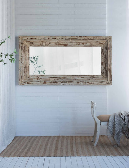 39x3.5x75" Full Length Rectangle Floor Mirror with Distressed Wood Frame - Groovy Boardz
