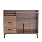 Record Player Stand with Adjustable Shelves, Holds 350+ Vinyls, Media Console with Speaker Shelf & 2 Drawers, 27.6' Turntable TV Stand for Living Room, Bedroom, Some Assembly Required Media Console