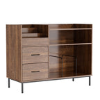 Record Player Stand with Adjustable Shelves, Holds 350+ Vinyls, Media Console with Speaker Shelf & 2 Drawers, 27.6' Turntable TV Stand for Living Room, Bedroom, Some Assembly Required Media Console