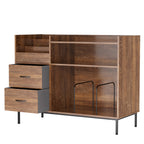 Record Player Stand with Adjustable Shelves, Holds 350+ Vinyls, Media Console with Speaker Shelf & 2 Drawers, 27.6' Turntable TV Stand for Living Room, Bedroom, Some Assembly Required Media Console